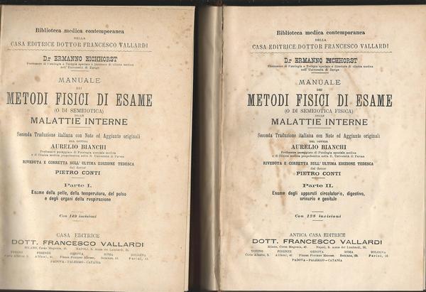 MANUALE DEI METODI FISICI DI ESAME (O DI SEMEIOTICA)DELLE MALATTIE INTERNE. I-II - copertina