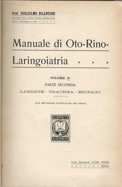 MANUALE DI OTO-RINO-LARINGOIATRIA - Volume II - Parte seconda - copertina