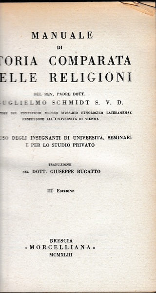 Manuale di storia comparata delle religioni - copertina