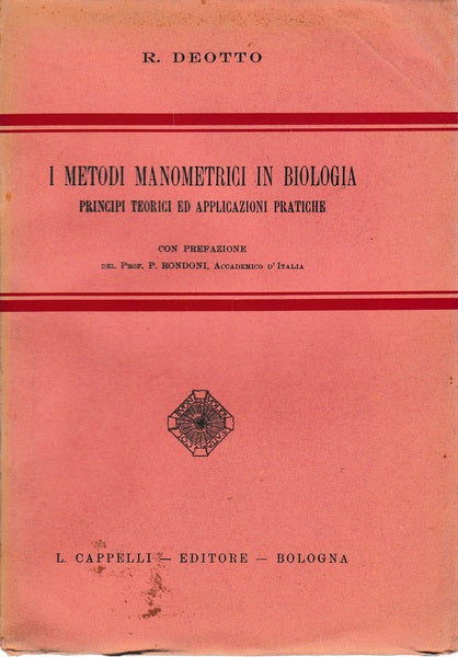 I metodi manometrici in biologia. Principi teorici ed applicazioni pratiche - copertina