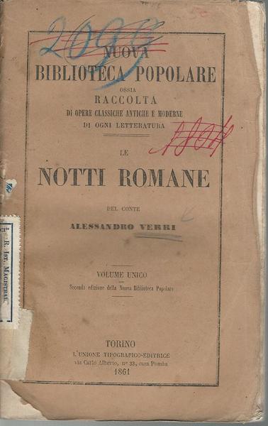 LE NOTTI ROMANE DEL CONTE ALESSANDRO VERBI - copertina