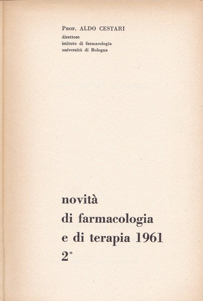 Novità di farmacologia e di terapia 1961. II. - copertina