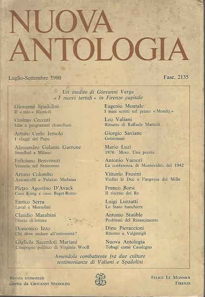 Nuova antologia. Luglio-Settembre 1980. Fasc. 2135 - copertina