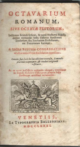 OCTAVARIUM ROMANUM,SIVE OCTAVAE FESTORUM - copertina