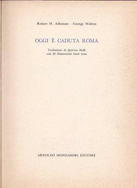 Oggi è caduta Roma - copertina
