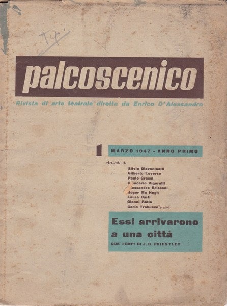 Palcoscenico. Rivista di Arte Teatrale diretta da E. D'Alessandro. N.1. 3/1947. - copertina