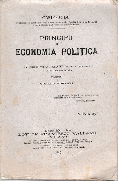 Principii di economia politica - copertina
