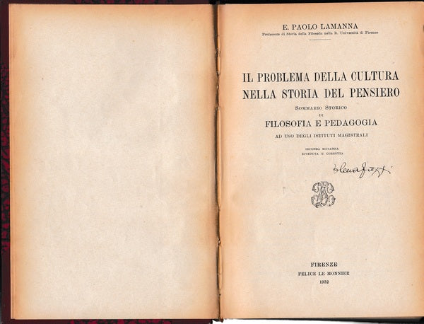 Il problema della cultura nella storia del pensiero. - copertina