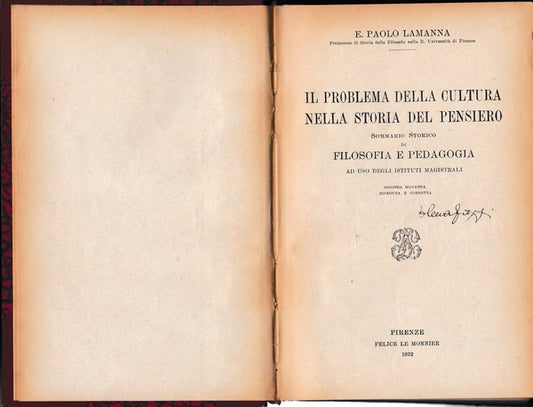 Il problema della cultura nella storia del pensiero. - copertina