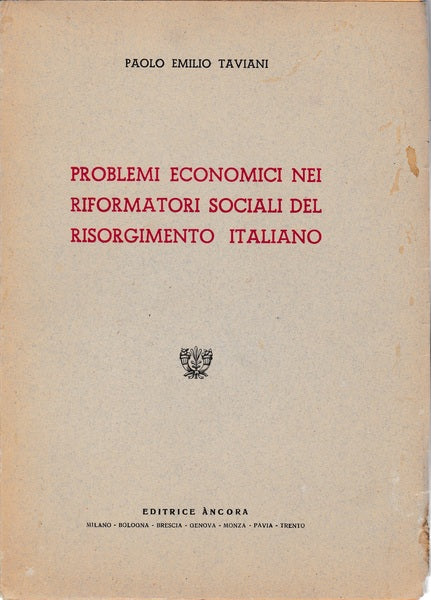 Problemi economici nei riformatori sociali del Risorgimento italiano - copertina