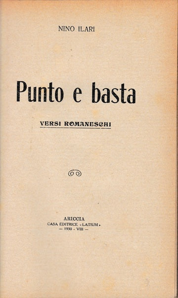 Punto e basta - versi romaneschi - copertina