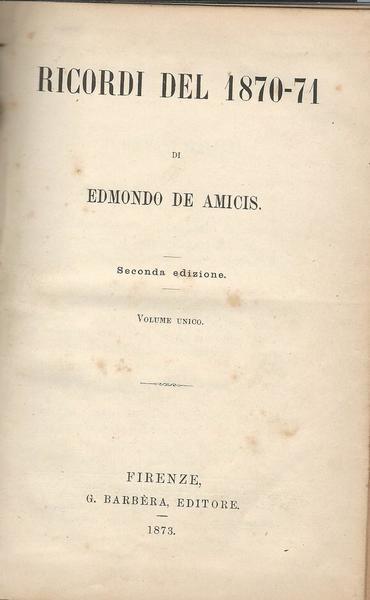 RICORDI DEL 1870-71 - copertina