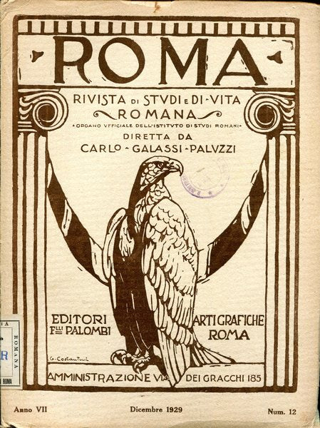 Roma - rivista di studi e di vita romana Anno VII Num. 12 Dicembre 1929 - copertina