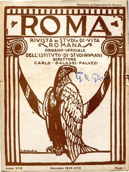 Roma - rivista di studi e di vita romana Anno XVII Num. 1 Gennaio 1929 - copertina