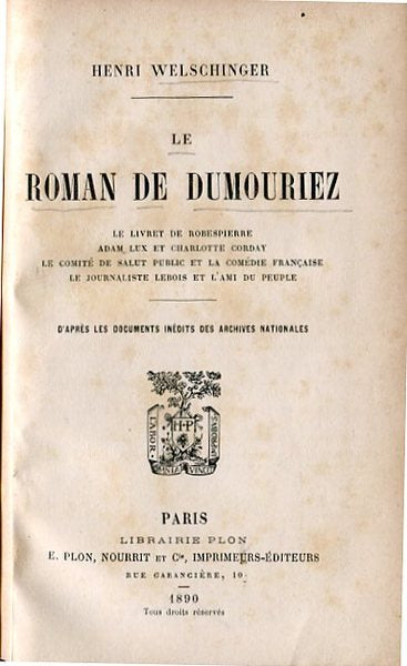 Le roman de Dumouriez - copertina