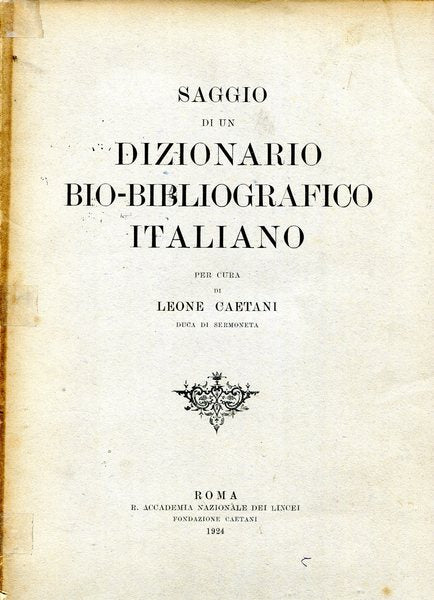 Saggio Di Un Dizionario Bio-Bibliografico Italiano - copertina