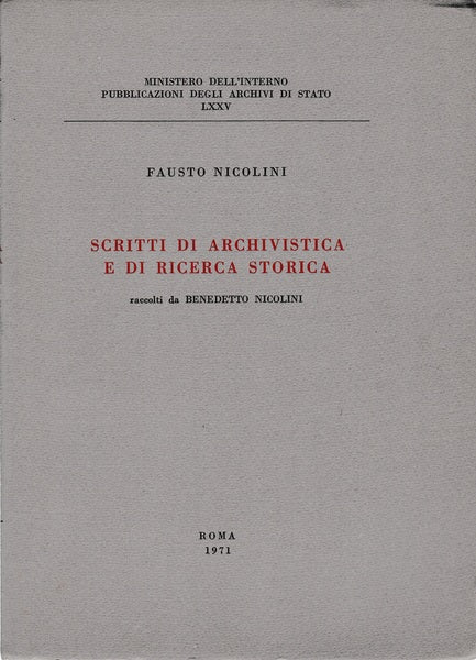 Scritti di archivistica e di ricerca storica - copertina