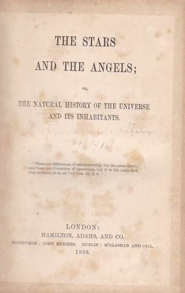 The Stars and the Angels. The natural History of the Universe and its Inhabitants - copertina