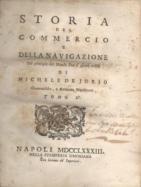 STORIA DEL COMMERCIO E DELLA NAVIGAZIONE - Tomo IV - copertina
