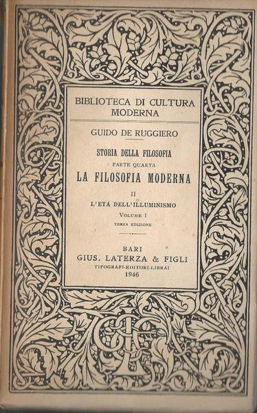 Storia della Filosofia. Parte quarta: La filosofia moderna II - Volumi I-V - copertina