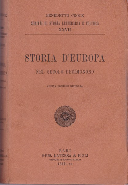 Storia d'Europa nel secolo decimonono - copertina