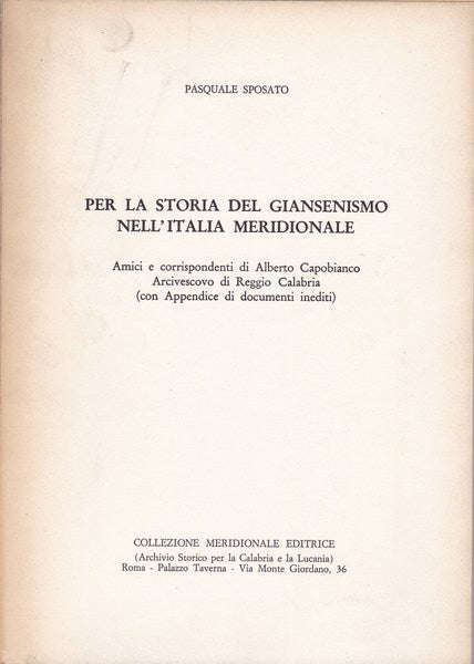 Per la storia del giansenismo nell'Italia meridionale - copertina
