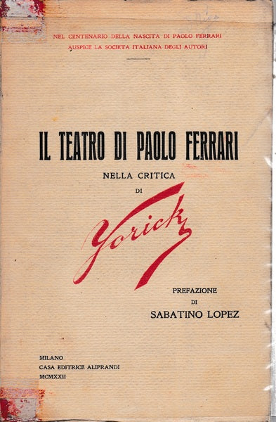 Il teatro di Paolo Ferrari nella critica di Yorick - copertina