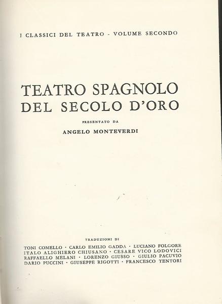 Teatro spagnolo del secolo d'oro. - copertina