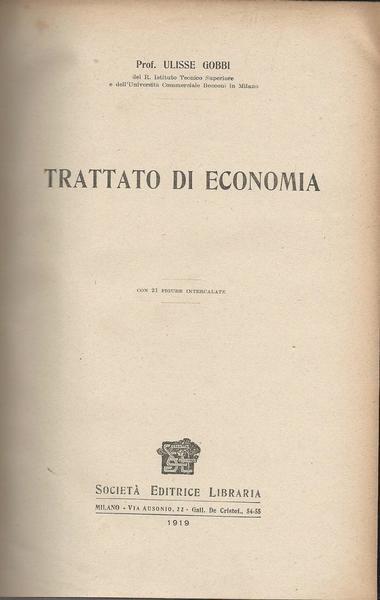 TRATTATO DI ECONOMIA - copertina