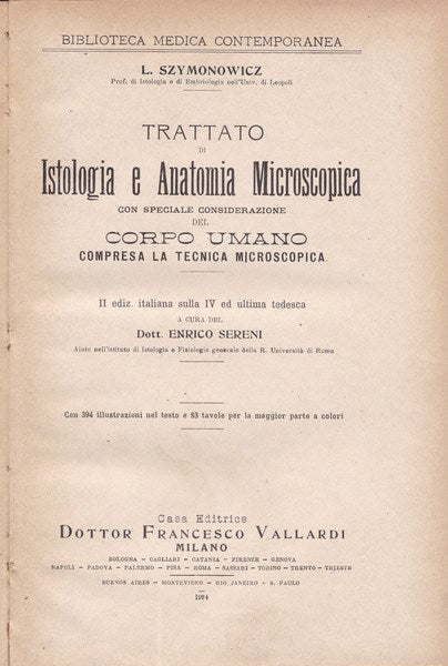Trattato di istologia e anatomia microscopica - copertina