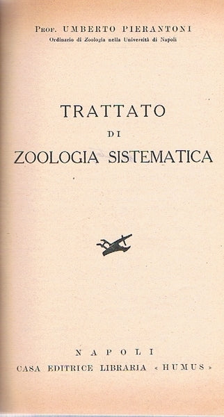 TRATTATO DI ZOOLOGIA SISTEMATICA - copertina
