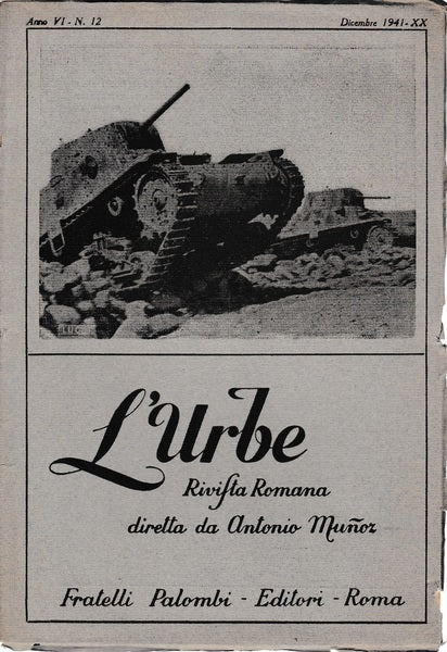 L'urbe. Rivista Romana. Anno VI - N° 12 Dicembre 1941 - XX - copertina