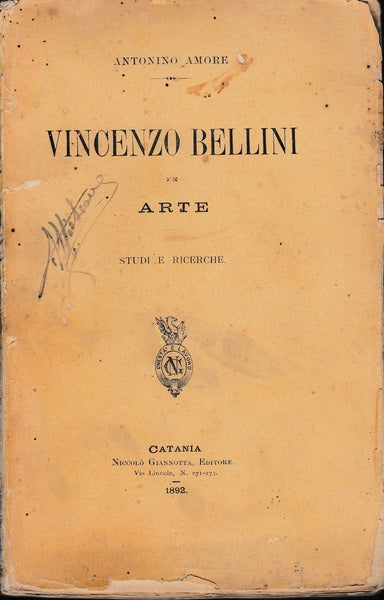 Vincenzo Bellini. Arte. Studi e ricerche - copertina