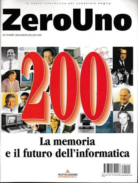 ZERO UNO: la memoria e il futuro dell'informatica. Rivista n.200 Settembre 1998 - copertina